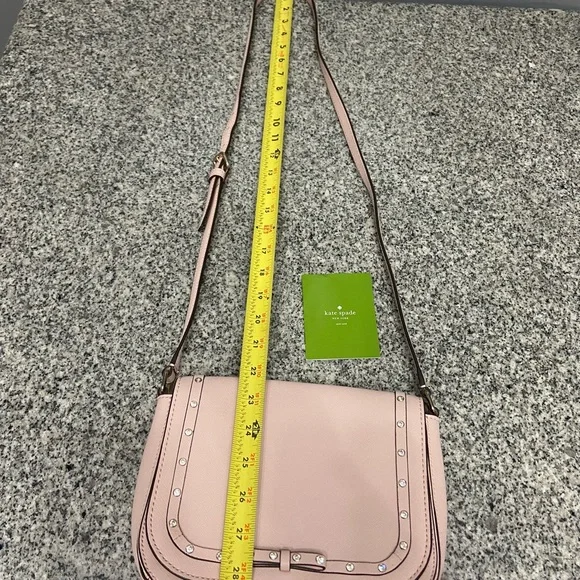 KATE SPADE Crystal Studded Bows Light Pink Leather Small Crossbody Bag Feminine - Picture 13 of 17